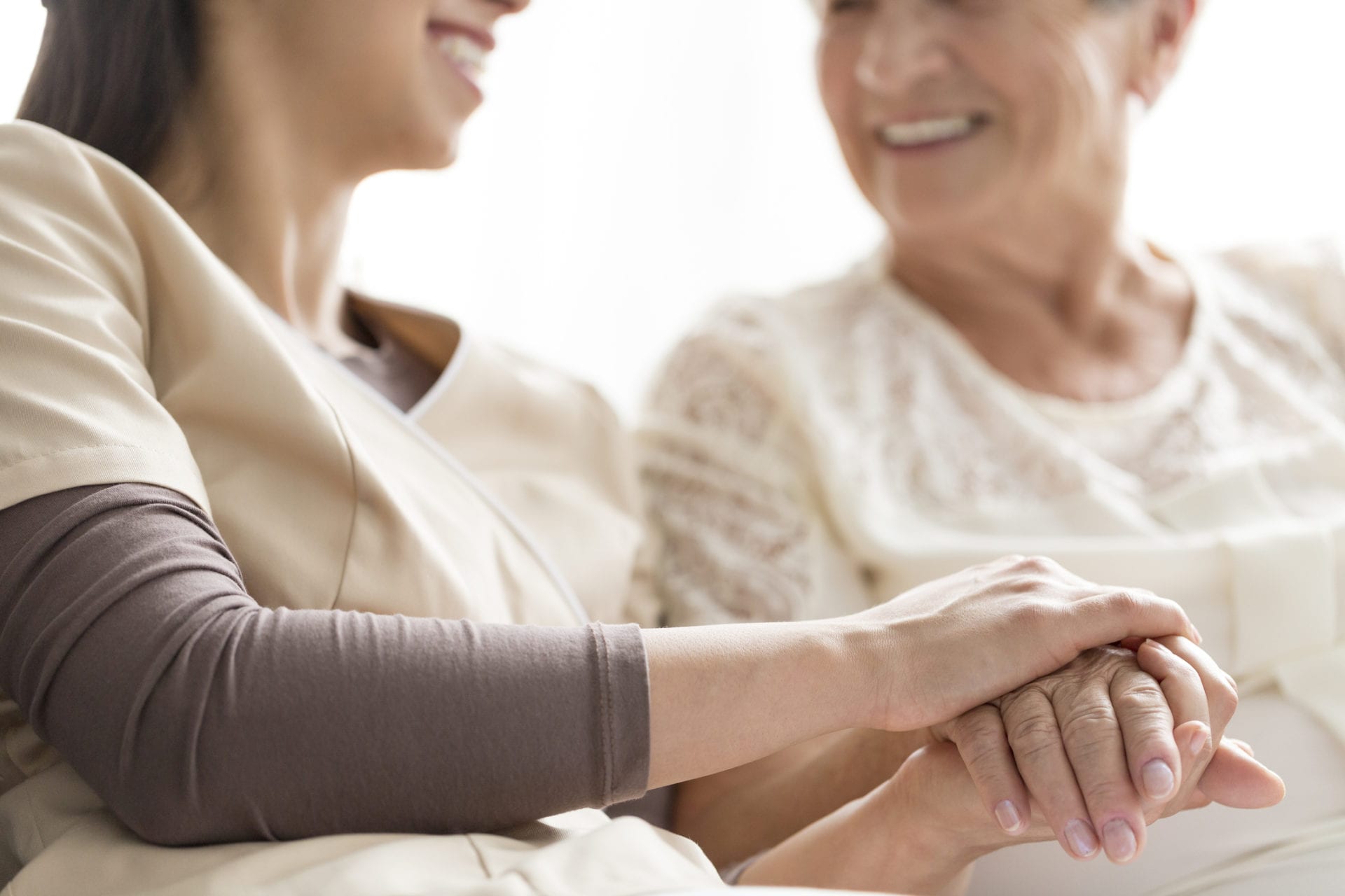 Caregiver with a resident in dementia care